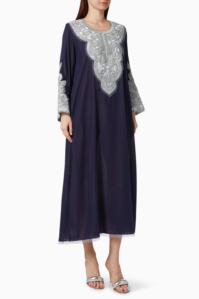 

Embroidered Long Sleeve Jalabiya, Multicolour