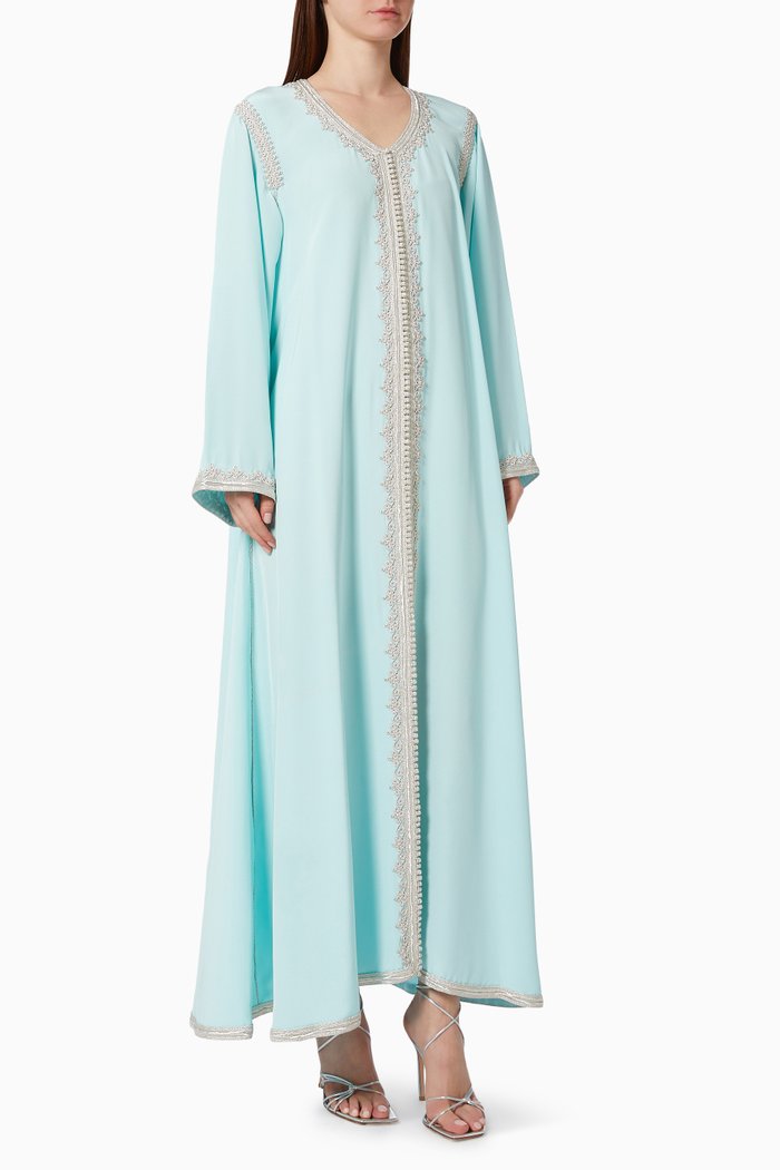 

Embroidered Long Sleeve Jalabiya, Blue