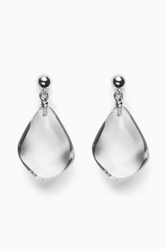 Rock Crystal Quartz Earrings in Sterling Silver, White