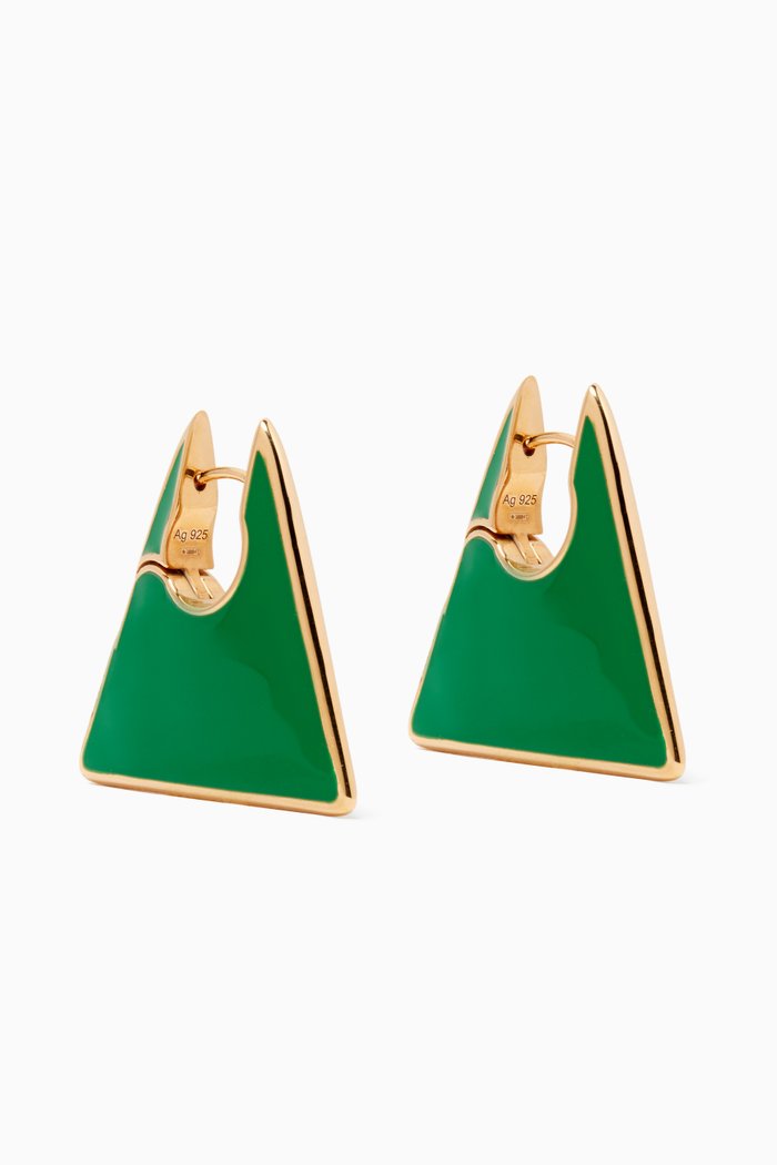 

Enamel Triangle Hoops in 18kt Gold-plated Sterling Silver, Green