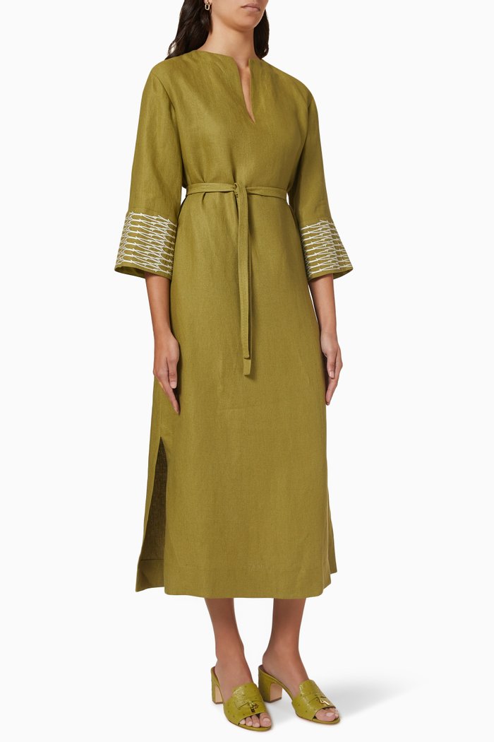 Leona Dress in Linen, Brown