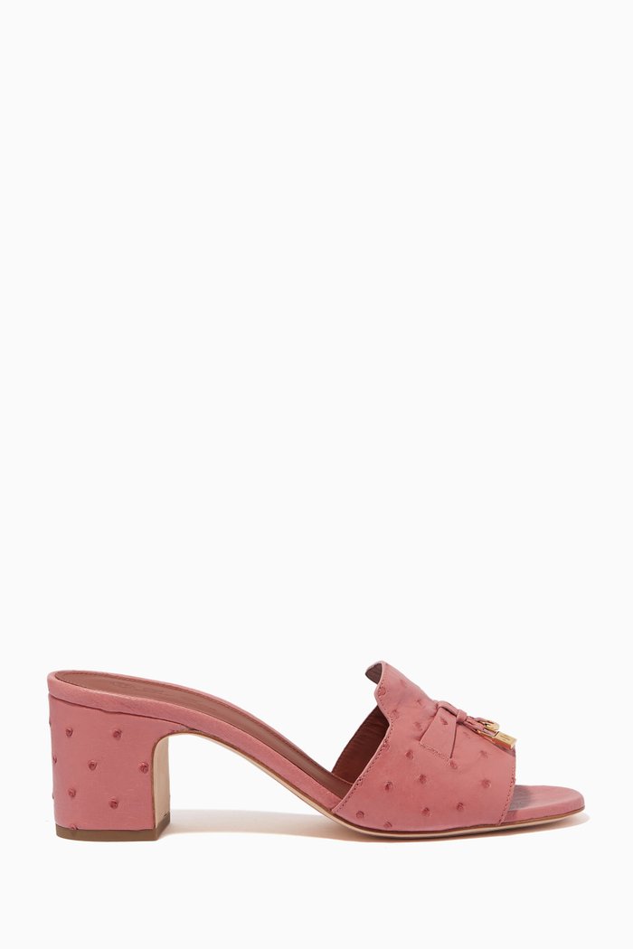 

Summer Charms Sandals in Ostrich Leather, Pink