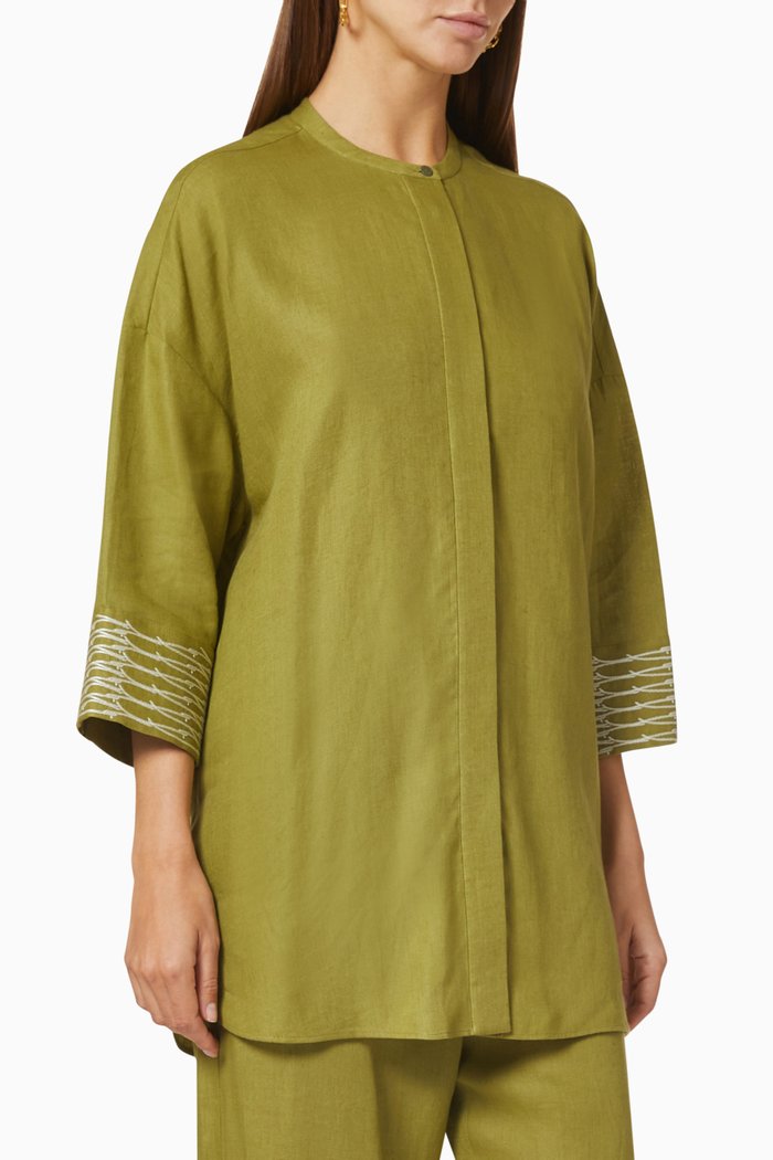 Lindsie Shirt in Linen Canvas, Brown