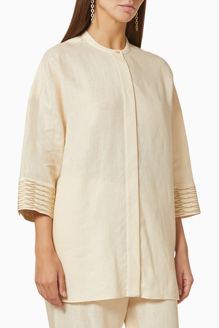 

Lindsie Shirt in Linen Canvas, Neutral