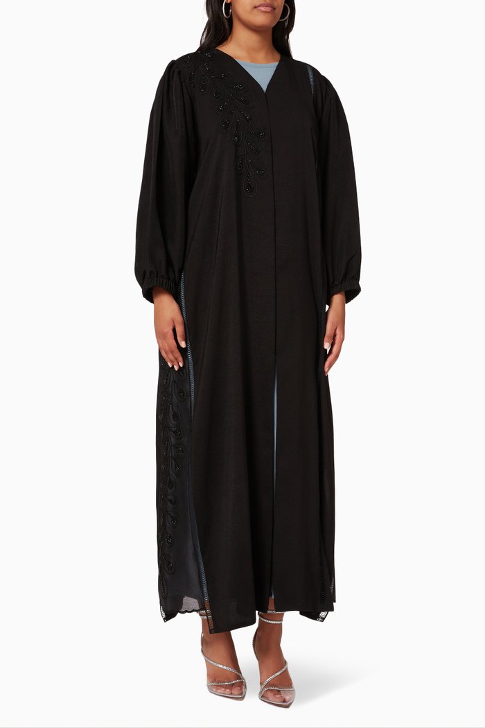 

Embellished Long Sleeve Abaya, Black