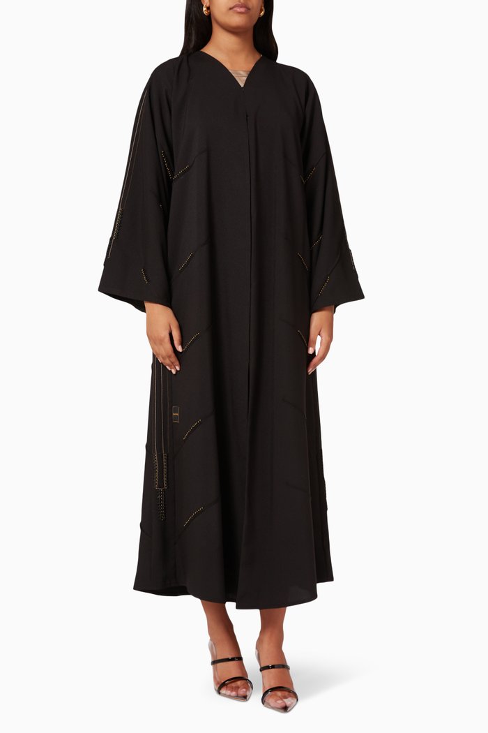 

Embellished Long Sleeve Abaya, Black