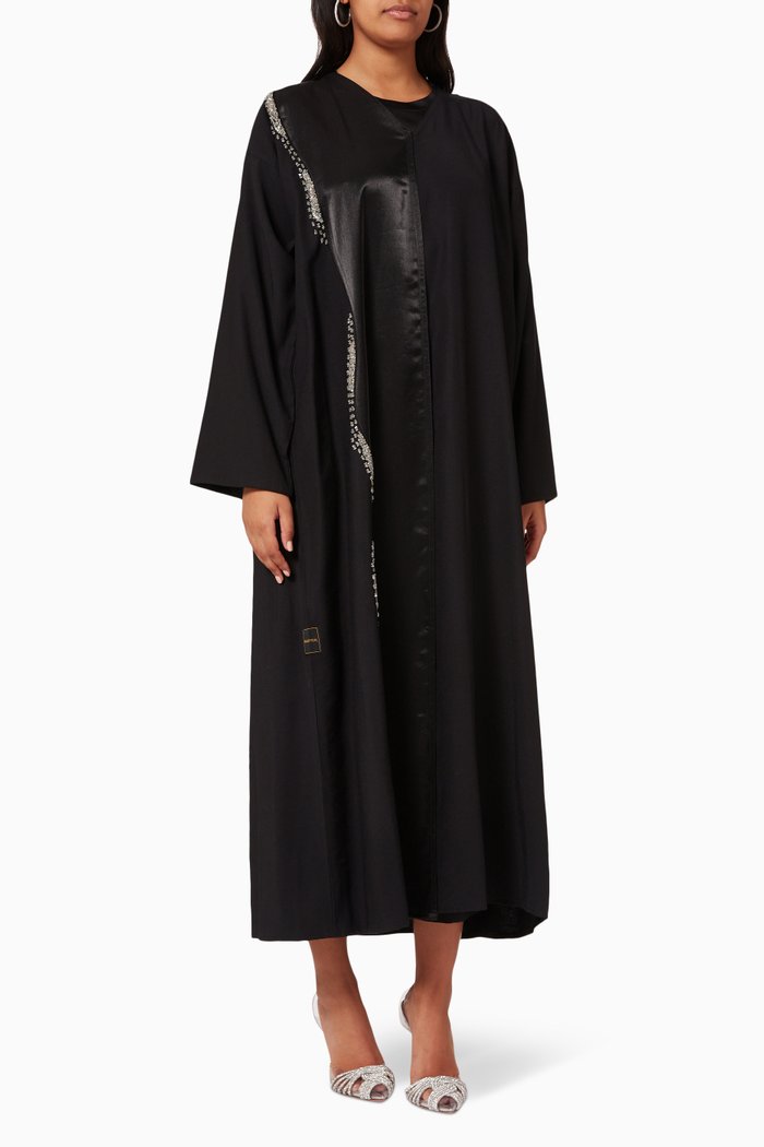

Embellished Long Sleeve Abaya, Black