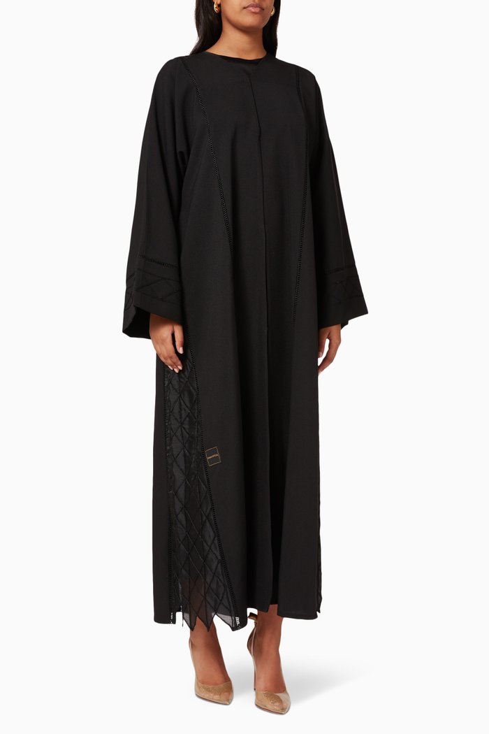 

Embroidered Long Sleeve Abaya, Black