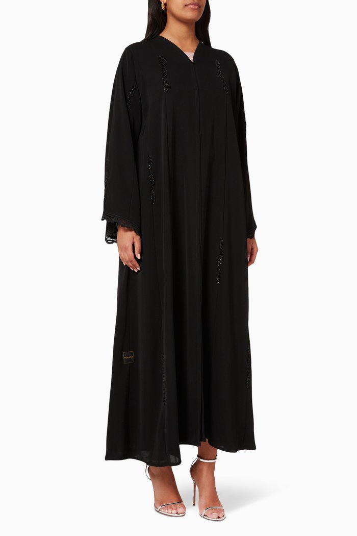 

Embellished Long Sleeve Abaya, Black