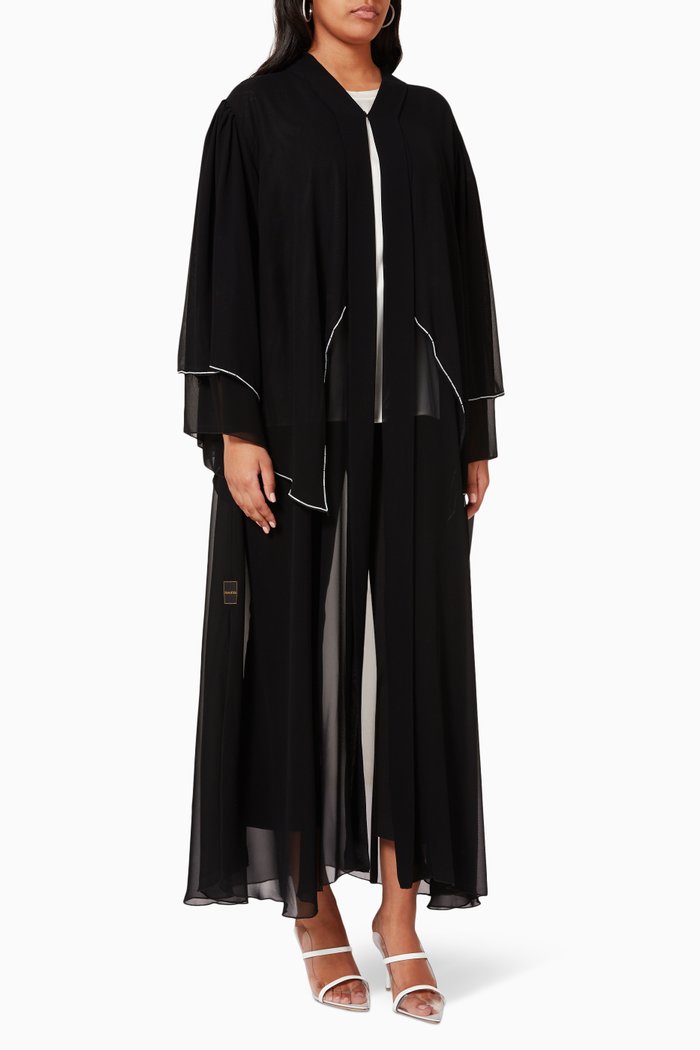 

Asymmetric Long Sleeve Abaya, Black