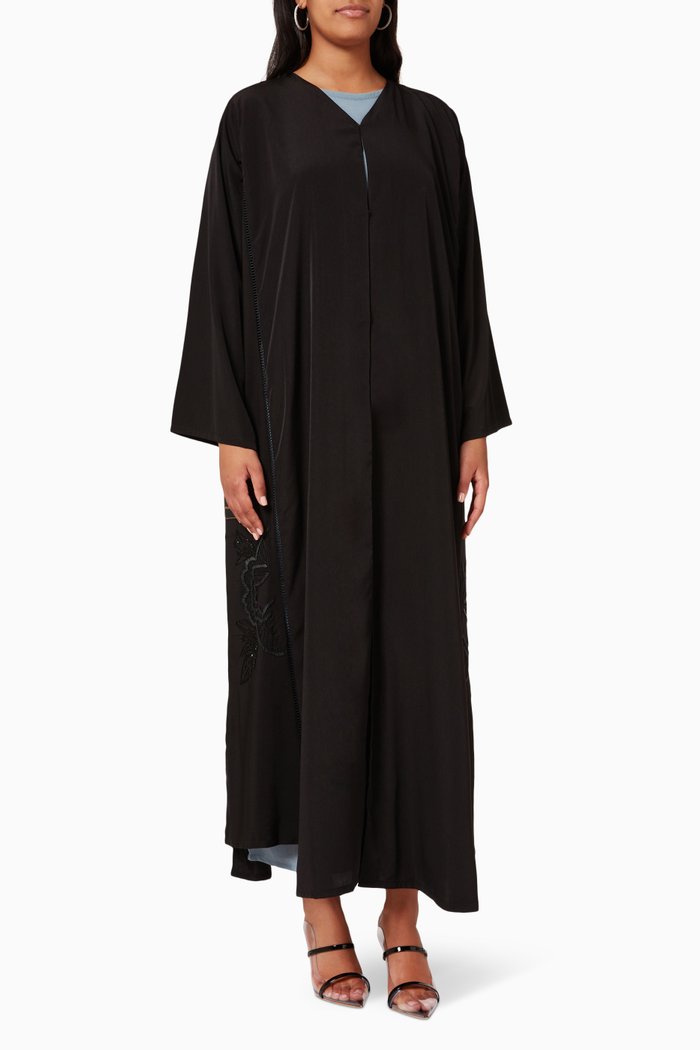 

Embellished Long Sleeve Abaya, Black
