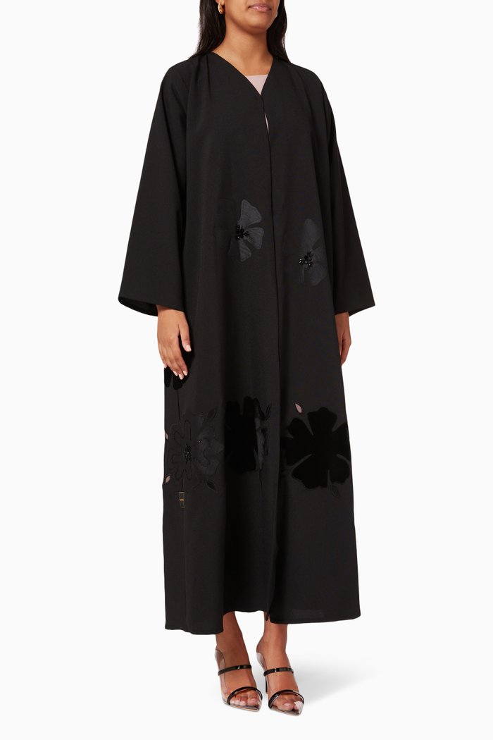 

Embellished Long Sleeve Abaya, Black