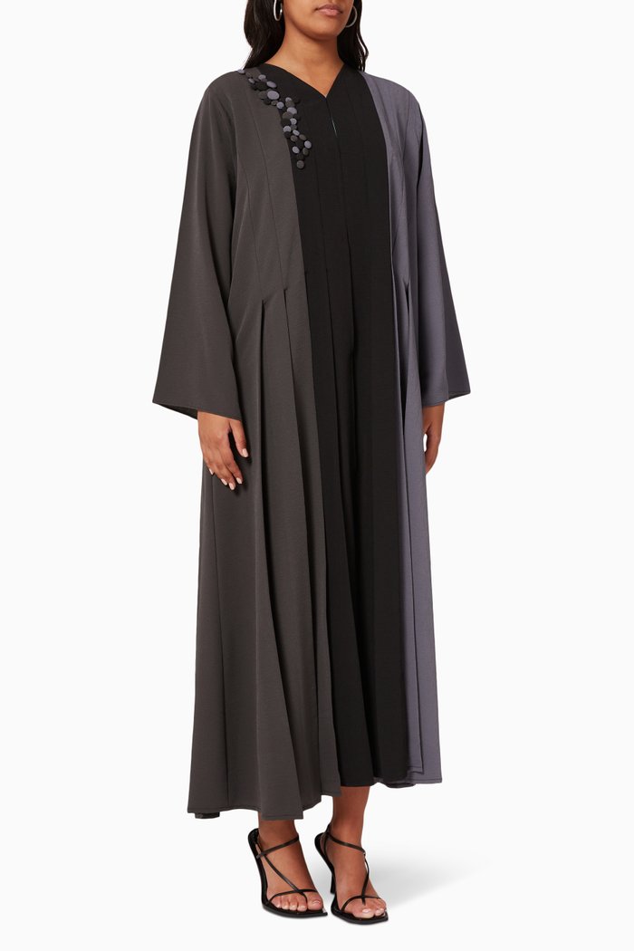 

Button Long Sleeve Abaya, Black
