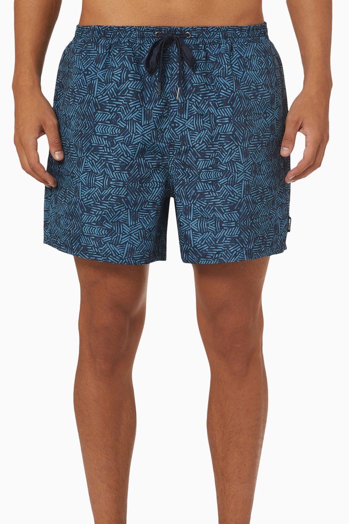 

Patterned Swim Shorts in Nylon, Blue