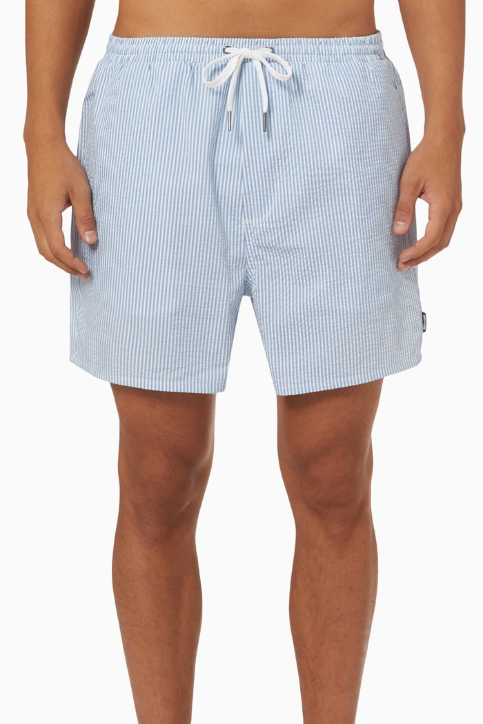 

Onsted Swim Seersucker Shorts in Cotton, Blue