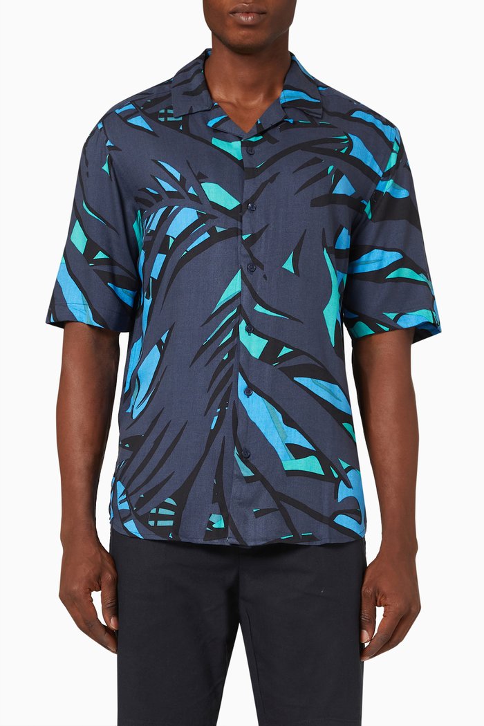 

Printed Shirt in Viscose, Blue