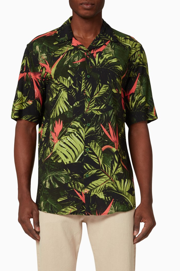 

Darren Tropical Pattern Shirt in Viscose, Multicolour