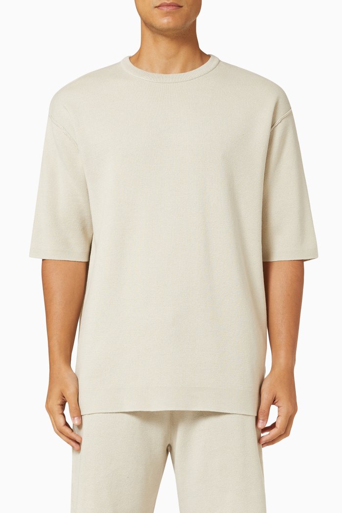 Solid T-Shirt in Cotton, Neutral