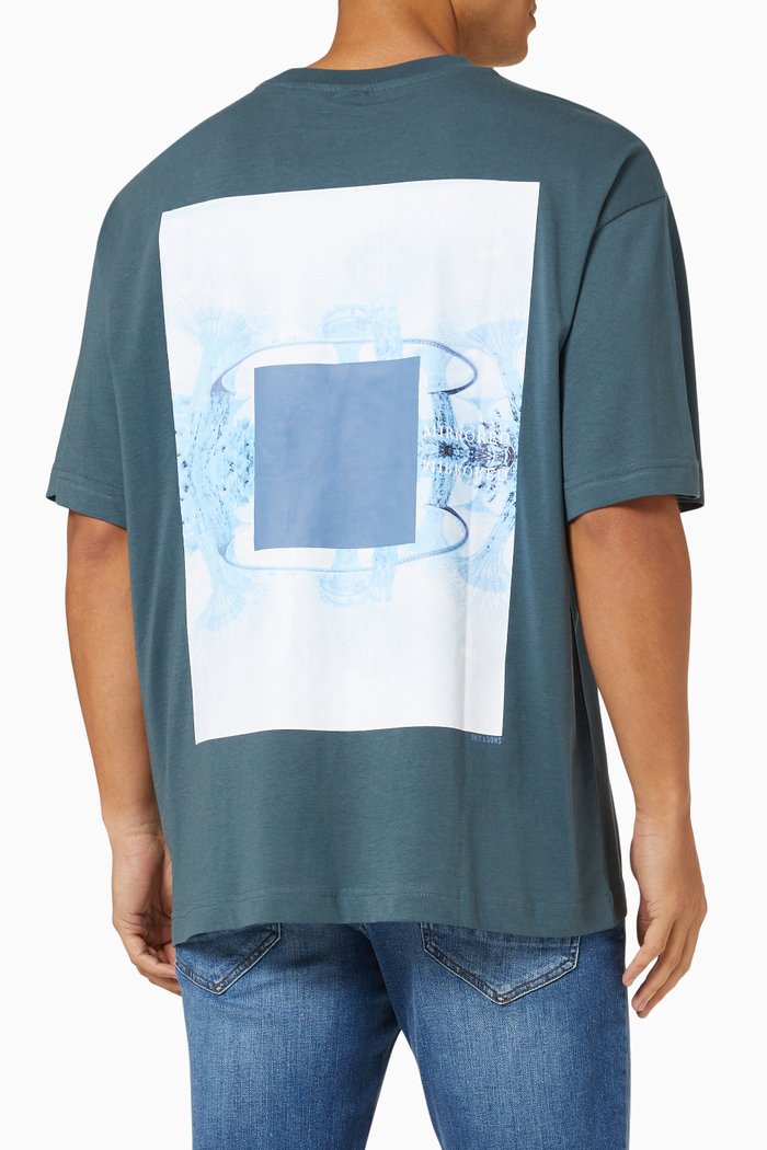 

Graphic Print Oversized T-Shirt in Cotton, Grey