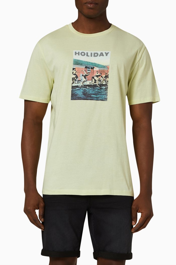 

Graphic Print T-shirt in Cotton, Green