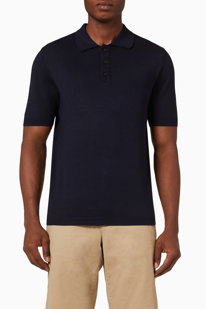

Polo Shirt in Viscose Knit, Blue