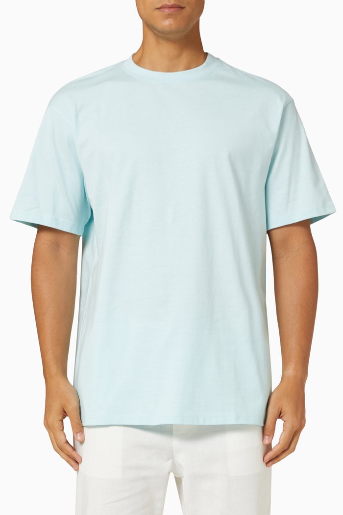 

Loose Fitted T-Shirt in Cotton, Blue