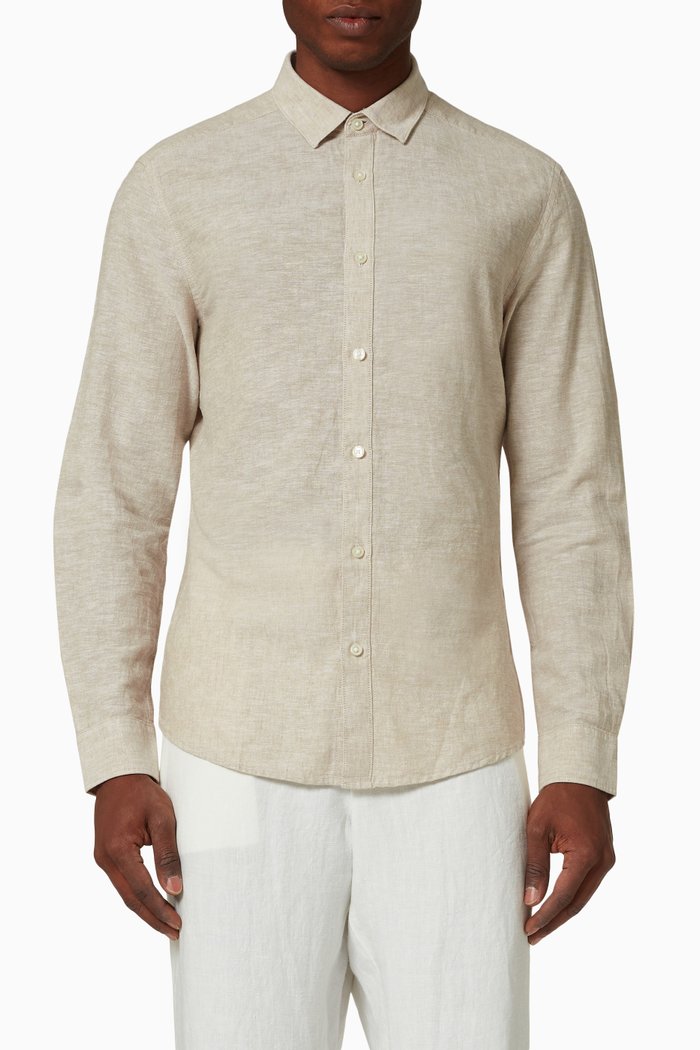 

Caiden Long Sleeve Solid Shirt in Cotton Blend, Neutral
