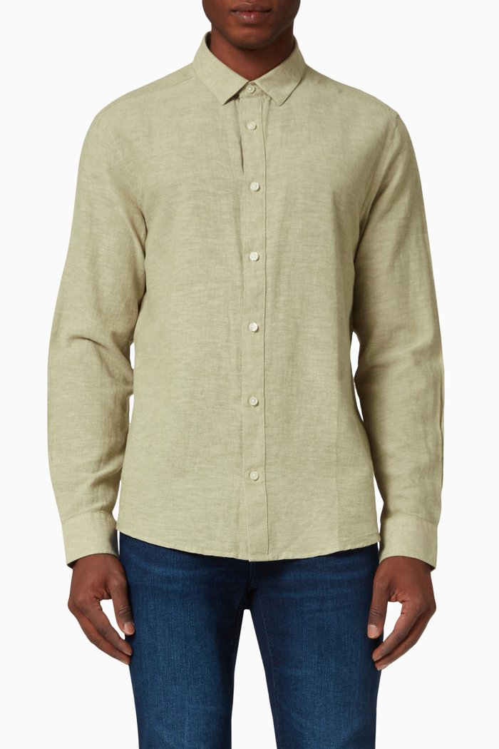 

Caiden Long Sleeve Solid Shirt in Cotton Blend, Green