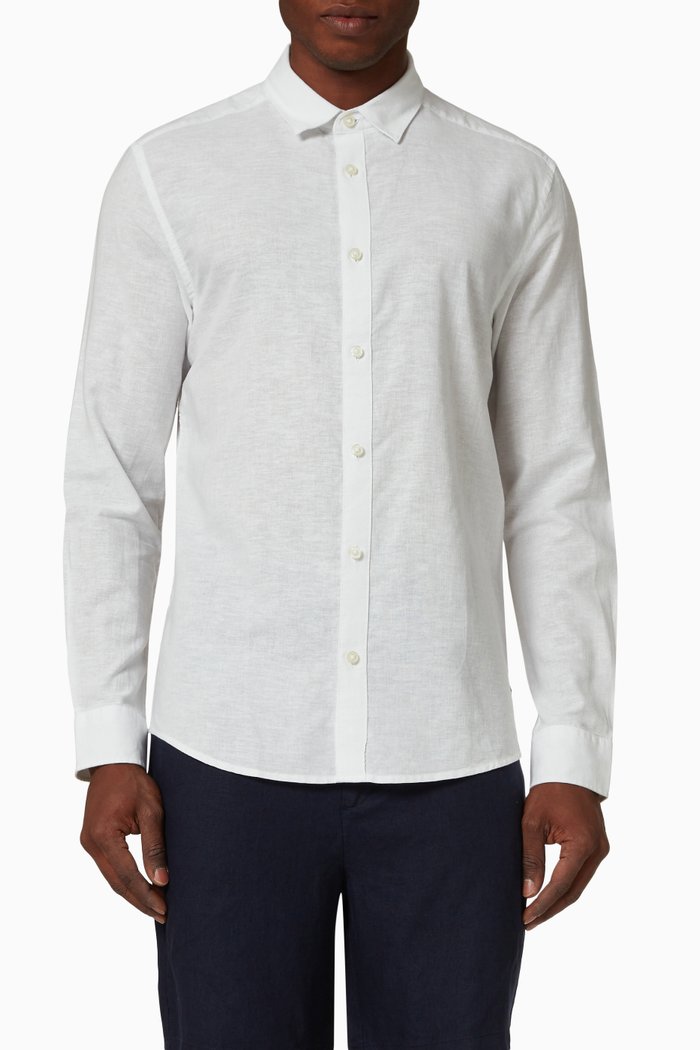 

Caiden Long Sleeve Solid Shirt in Cotton Blend, White