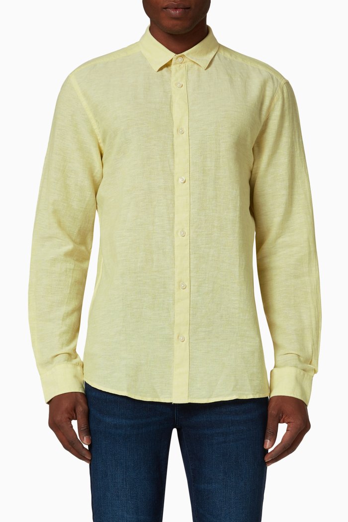 

Caiden Long Sleeve Solid Shirt in Cotton Blend, Yellow