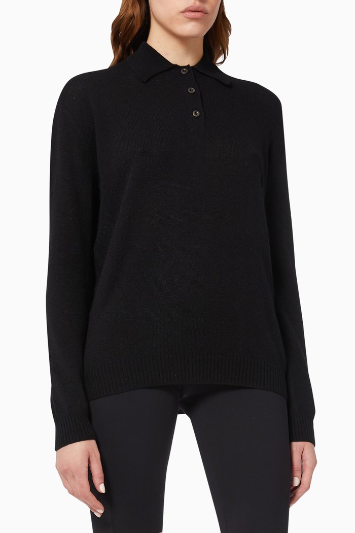 

Polo in Wool Knit, Black