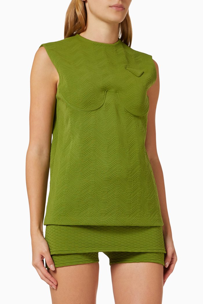 

Triangle Logo Top in Jacquard Knit, Green