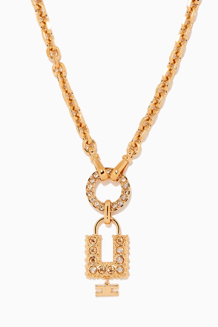 

Padlock Pendant Choker Necklace, Gold