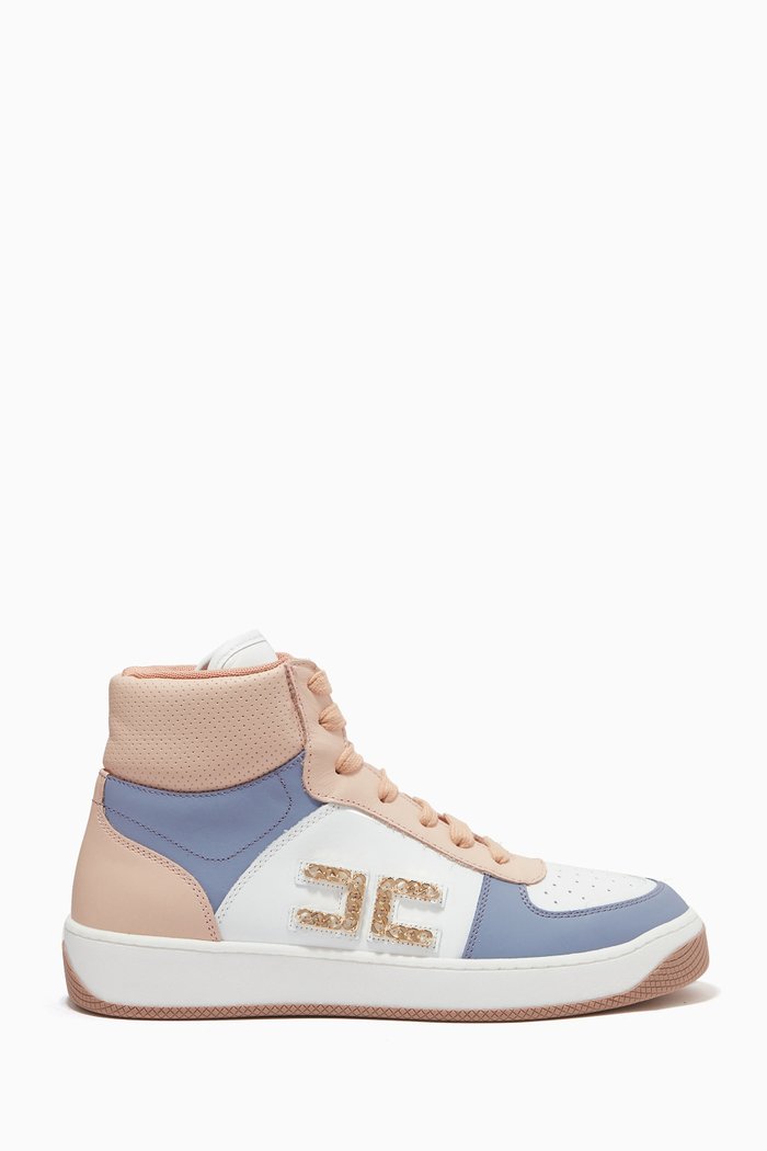 

Double C Logo Sneakers in Leather, Multicolour