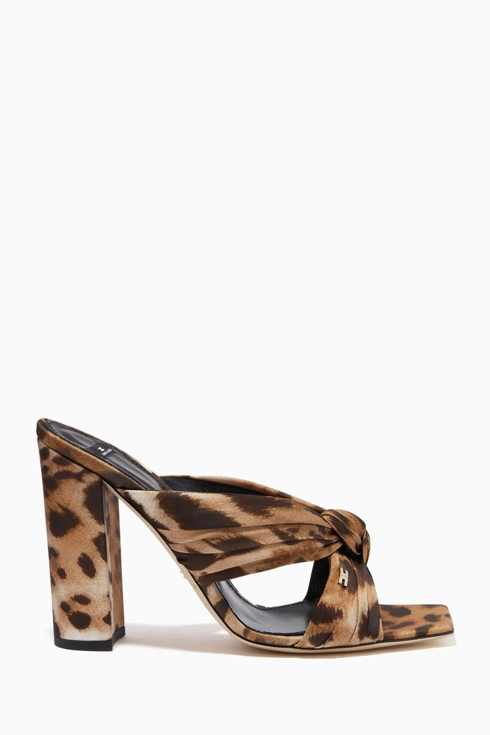 

Animalier Mules in Leopard Print Fabric, Neutral