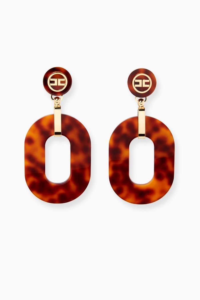 

Clip-on Earrings in Tortoiseshell-effect Resin, Brown