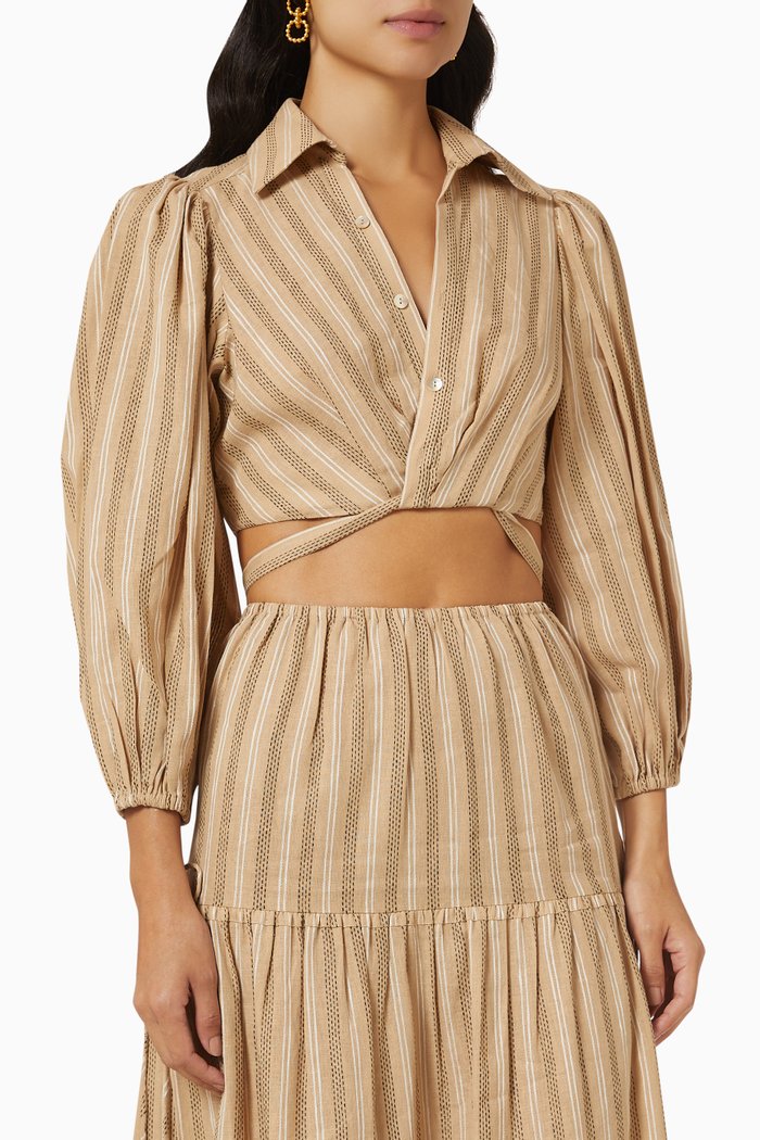 Jordan Top in Linen, Brown