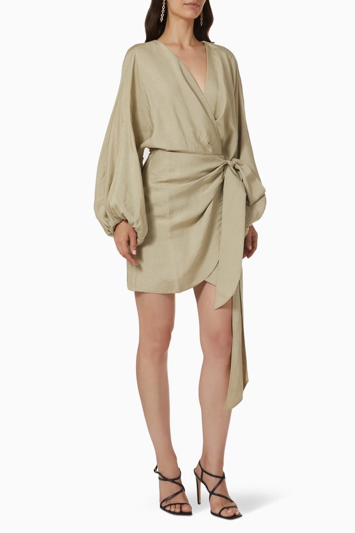 

Kenna Dress in Linen, Green