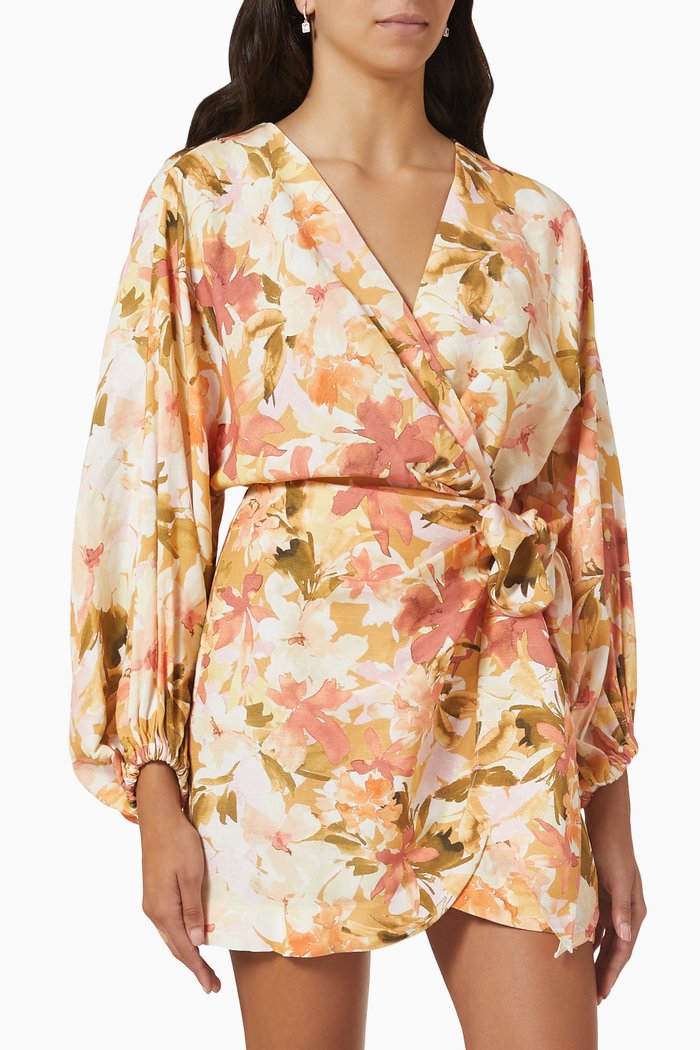 

Kenna Dress in Linen, Orange