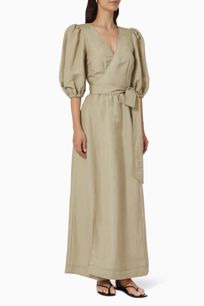 

Kiera Dress in Linen, Green