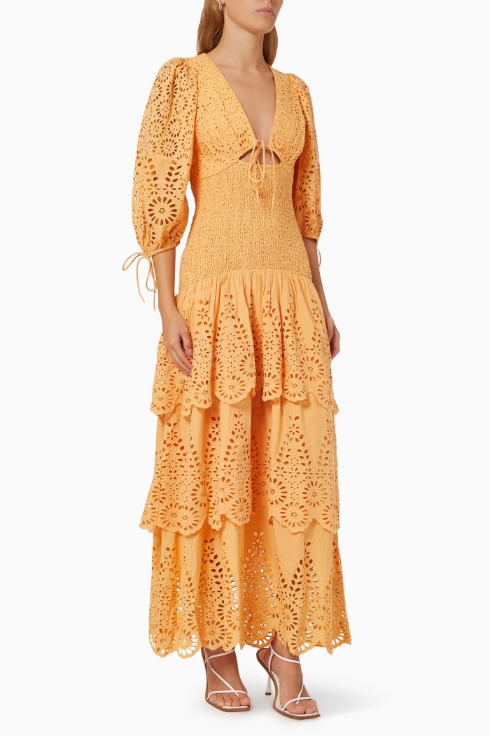 Mazie Maxi Dress in Cotton, Orange