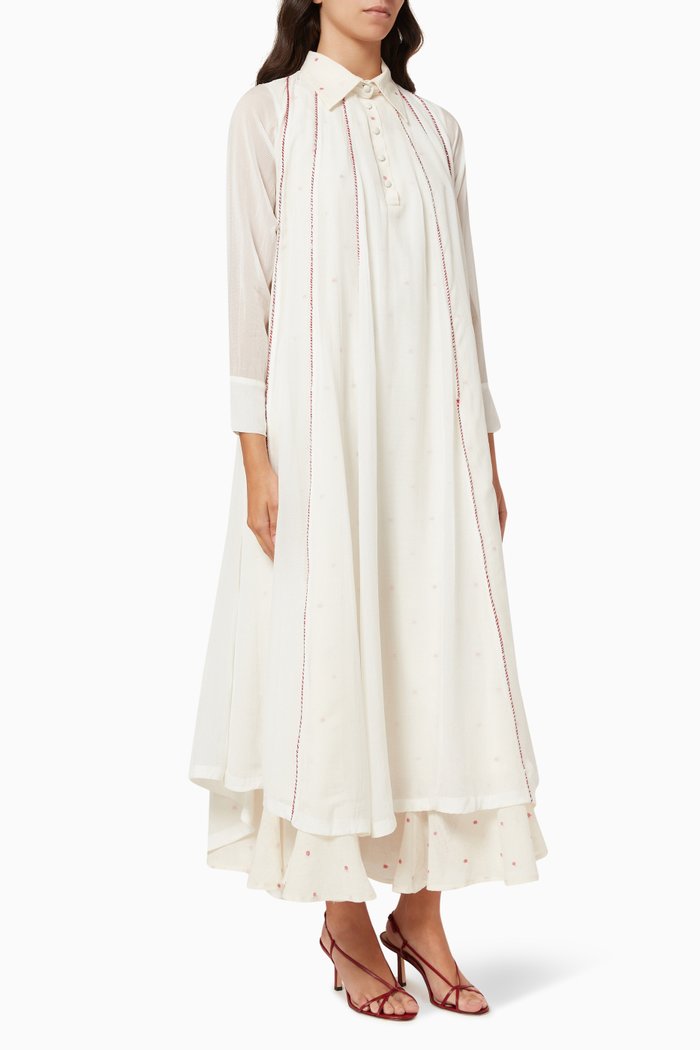 

Two Layered Embroidered Dress, Neutral