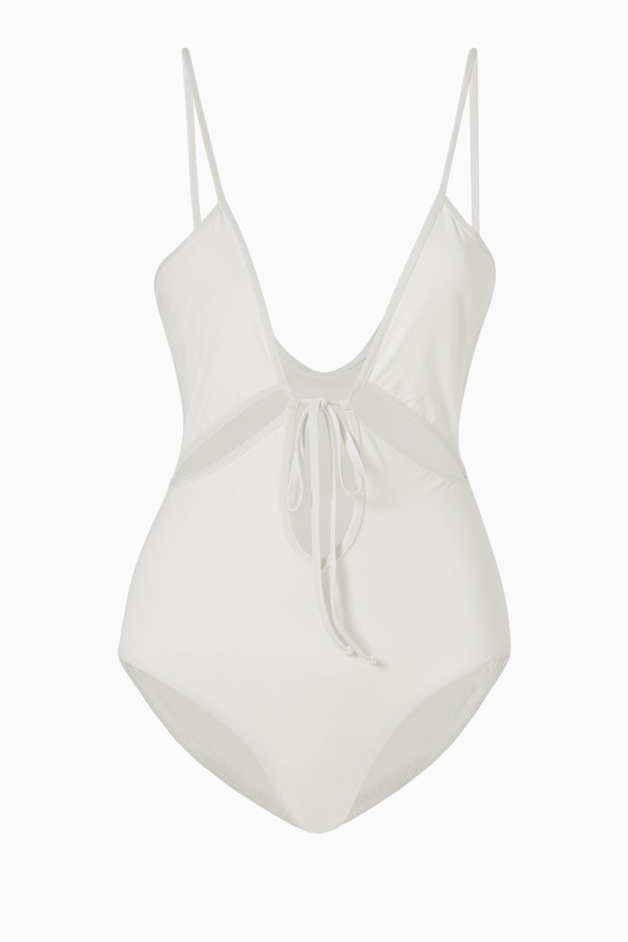 

Angliase Tie Front One Piece Swimsuit, White