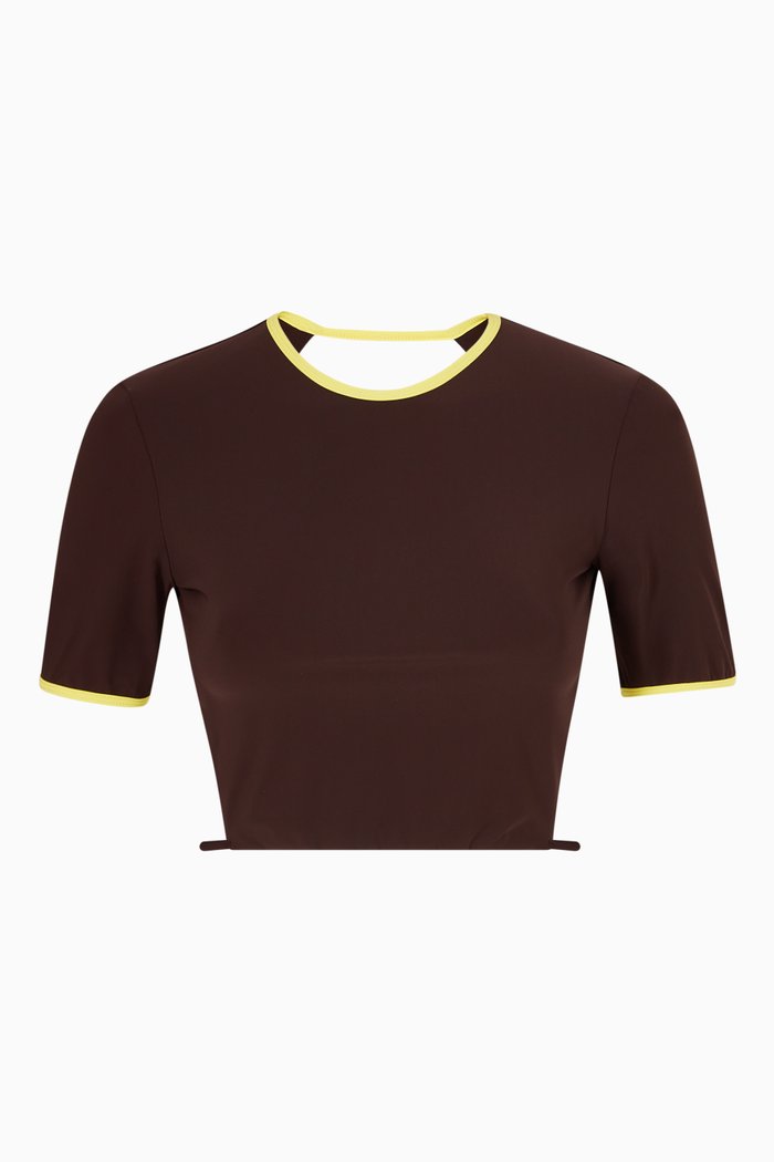 

Backless Tie T-shirt, Brown