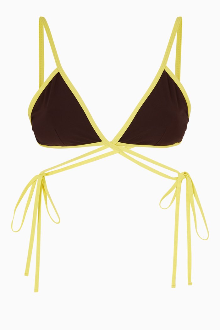 

Looped Tie Bikini Top, Brown