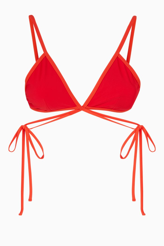 

Looped Tie Bikini Top, Red