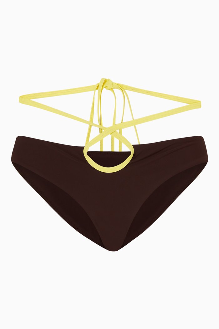 

Looped Tie Bikini Brief, Brown