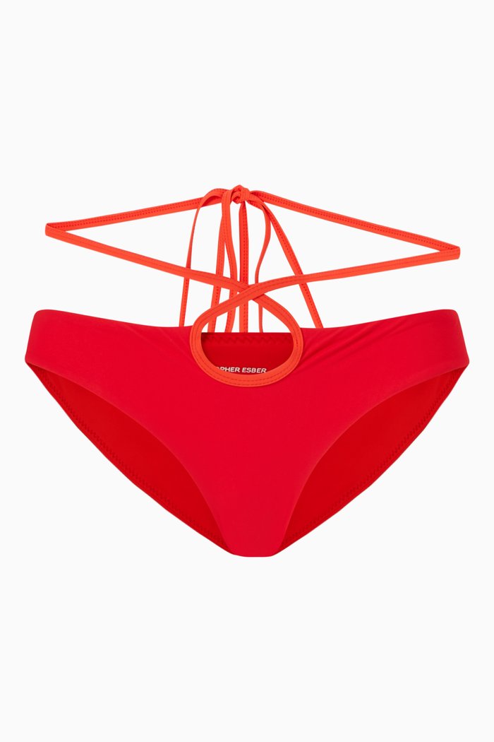 

Looped Tie Bikini Brief, Red