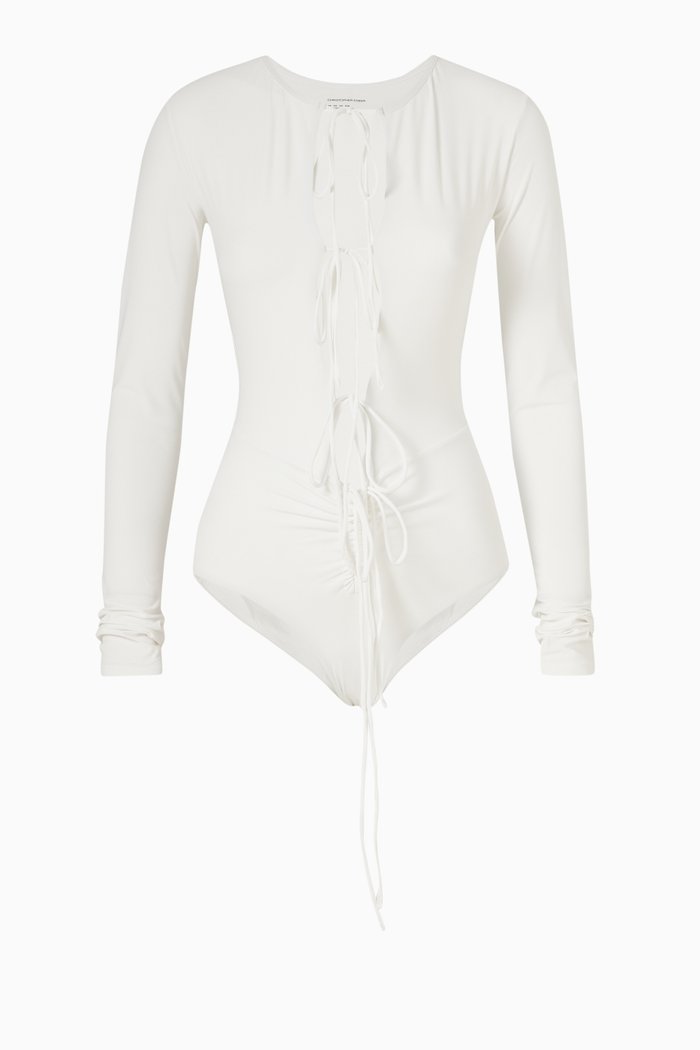 

Bertoia Long Sleeve Ruched One Piece Swimsuit, White