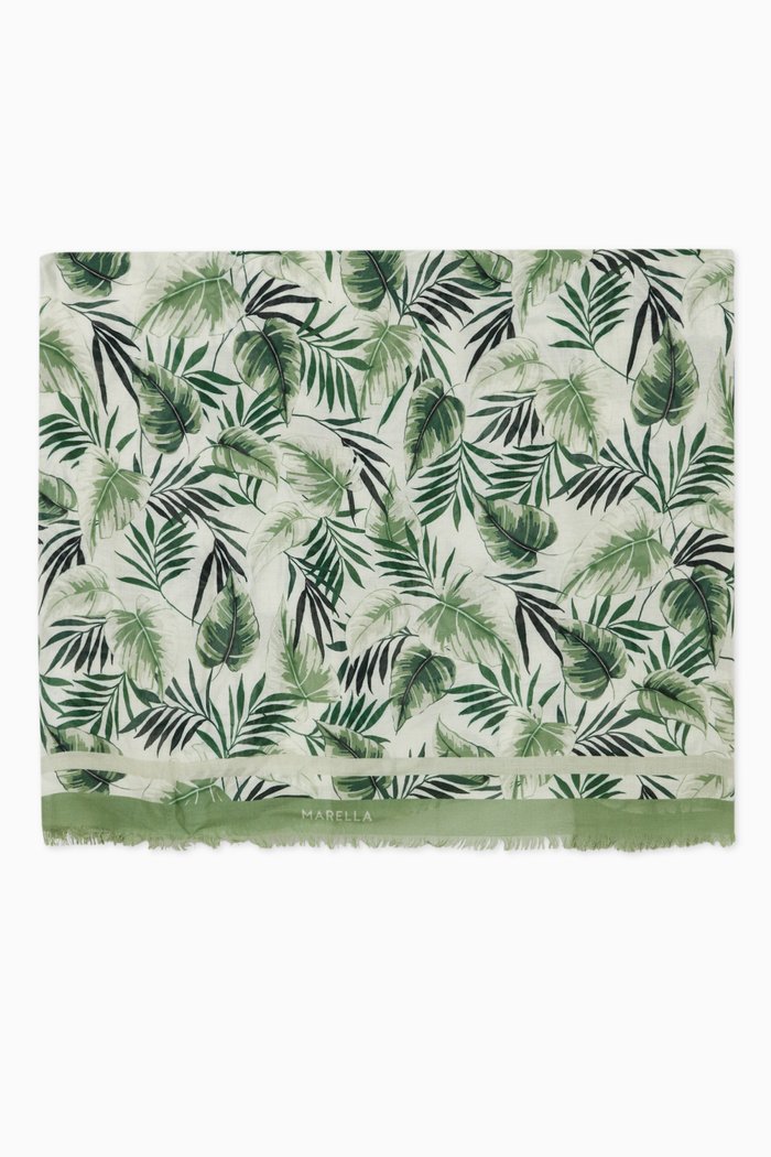 

Leaves Squared Scarf in Viscose, Green